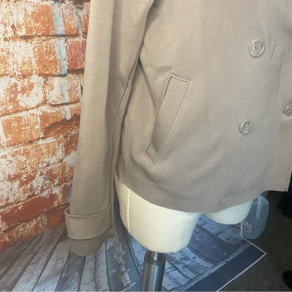Joie Tan Gray Double Breasted Peacoat Moto Jacket Small S - Picture 3 of 9